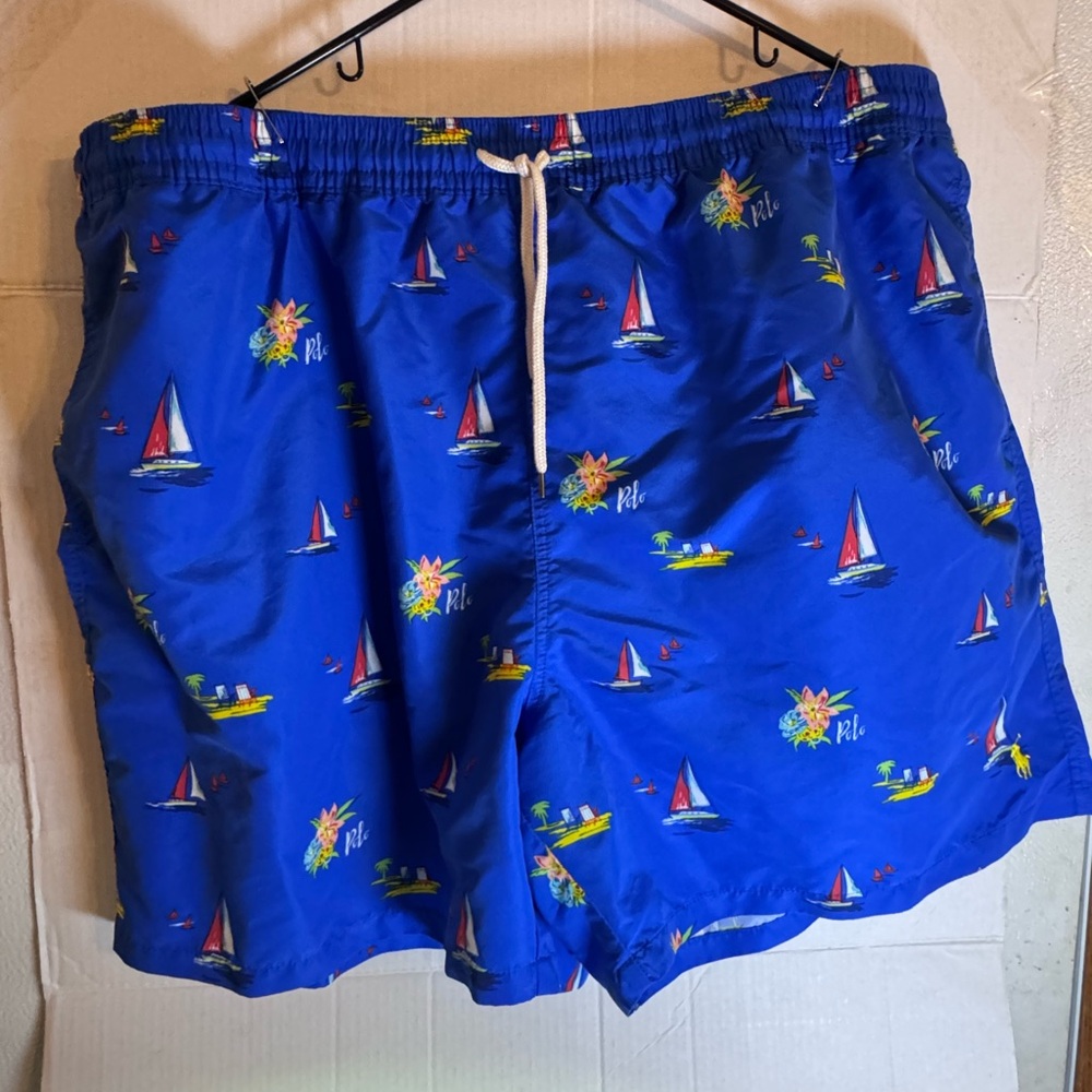 Polo by Ralph Lauren Blue Swim Trunks Nautical Design